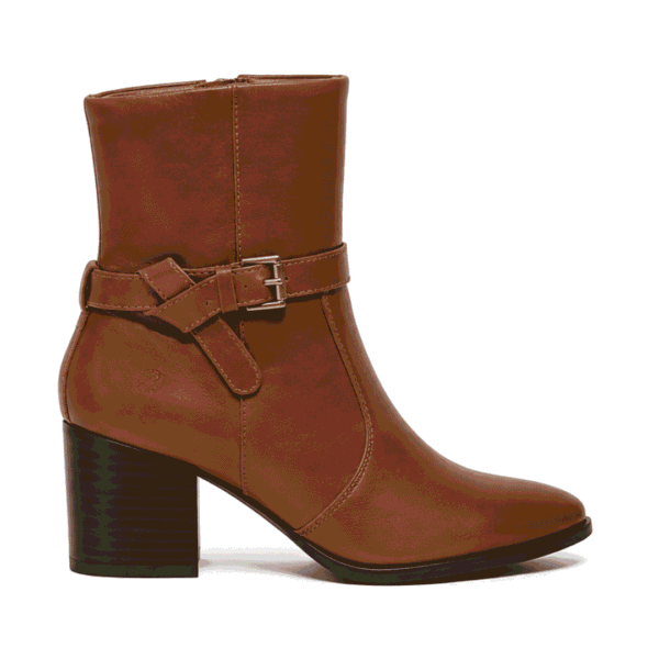 BOTA CANO CURTO SALTO BLOCO FIVELA WHISKY